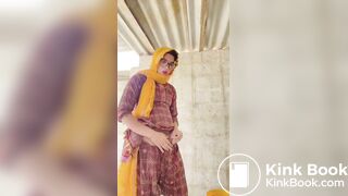 Beautiful trans Momina pee drinking outside