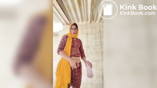 Beautiful trans Momina pee drinking outside