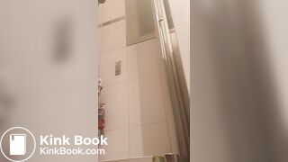 Dirty Scat Boy in shower. Smears face with shit