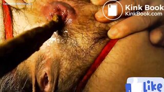 Crotchless panties scat play