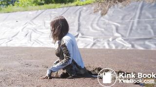 First Pig Manure Lagoon - masturbating in pigshit