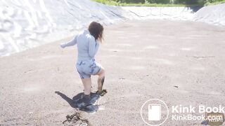 First Pig Manure Lagoon - masturbating in pigshit