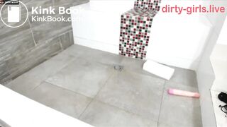 Blonde latina dirty bathroom show with poo, pee an