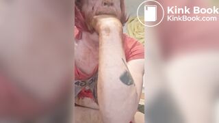 Tranny slut playing with her shit