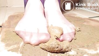 mad asian in pantyhose dog crushing