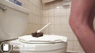 old man eating poop with a spoon