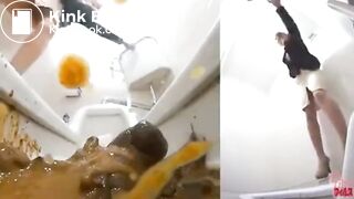 many girls poop in same broken toilet japanese