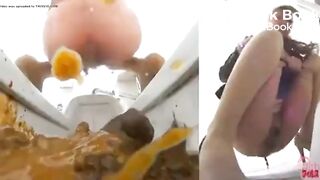 many girls poop in same broken toilet japanese