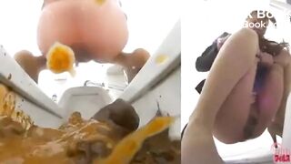 many girls poop in same broken toilet japanese