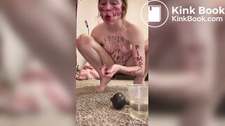 Belle cochonne mange son caca