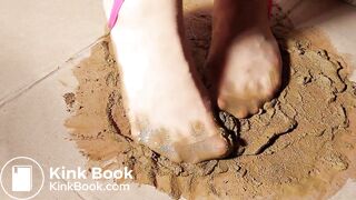 Very Gunky feet Asian in pantyhose dr Scholl's