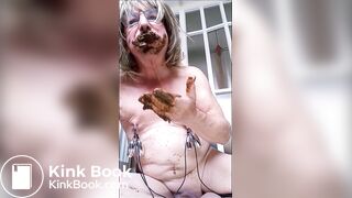 Shit eating with nipple clamp play