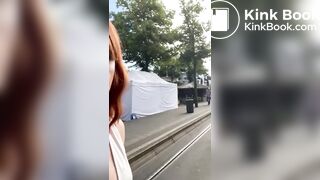 Sissy Dolly eats shit in public