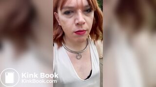 Sissy Dolly eats shit in public