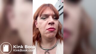 Sissy Dolly eats shit in public