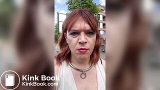 Sissy Dolly eats shit in public