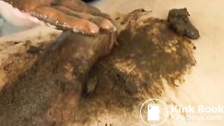 Amazing handjob with fresh shit