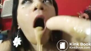 ASIAN SCAT GIRL EAT SHIT WITH PUKE & PISS (LOW QUA