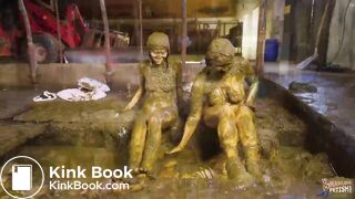 Cowshed Pyjama Party threesome in cowshit