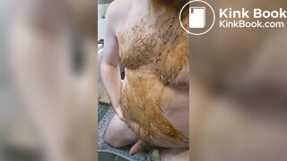 Fat pig shits in boxers and smears