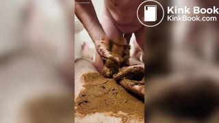 older guy poops on someones cock and smears