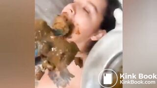 Logs of shit crammed in slut’s mouth