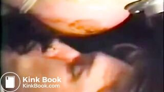 Collared submissive eats shit