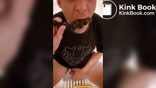 Scat boy taste shit from dildo. Shit in moth