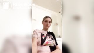 Dirty Blonde rubbing pussy with shit