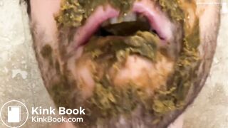 hansome young hairy guy smears and eats