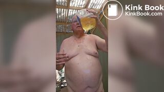 Senior bi guy covered in shit