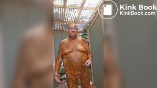 Senior bi guy covered in shit