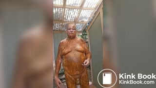 Senior bi guy covered in shit