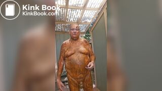 Senior bi guy covered in shit