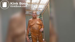 Senior bi guy covered in shit