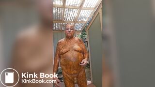 Senior bi guy covered in shit