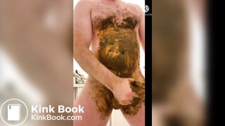 guy smears shit and jerks off