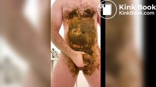guy smears shit and jerks off
