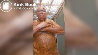 Senior bi guy covered in shit