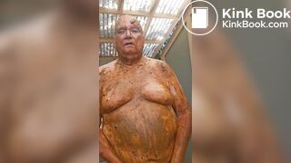 Senior bi guy covered in shit