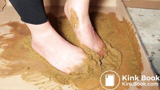 big pile of dog shit asian in beige pantyhose