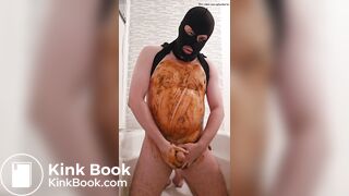 guy smearing shit and jerking nice cock