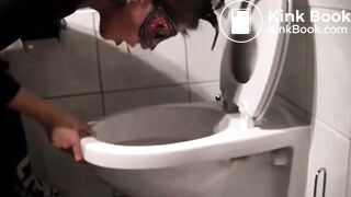 Scat girl eats too much shit and pukes in toilet