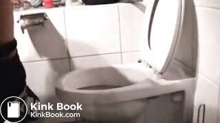 Scat girl eats too much shit and pukes in toilet