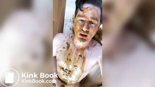 German scat fag drenched in piss and shit