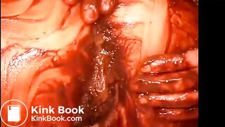 Two hot girls covering his cock with shit