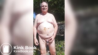 Senior bi guy covered in shit