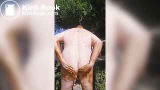 Senior bi guy covered in shit