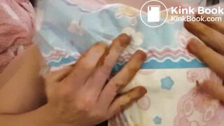 gay shit jerking with diaper on head