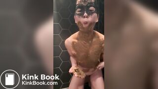 Smearing and eating her own shit - Scat slave girl